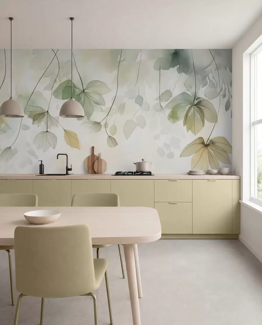 zidne murale Apstraktna vegetacijska imitacija akvarela w02637