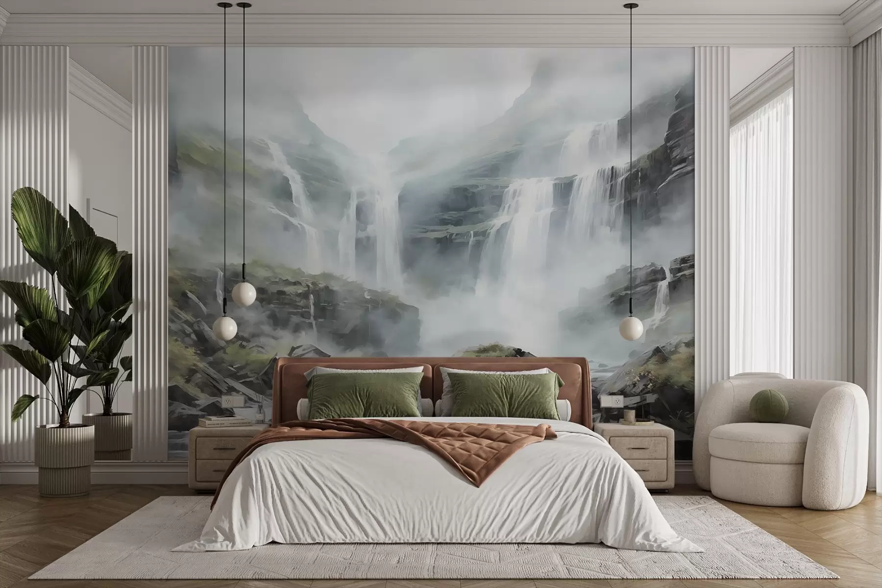 zidne murale Vodopad u magli w08572