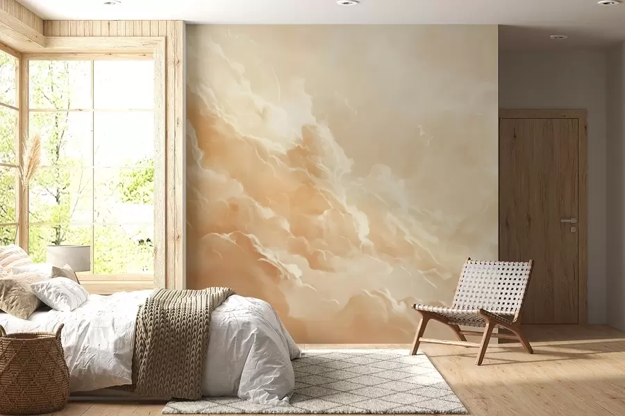 zidne murale Bež nebo s oblacima u slikovitom stilu w08550