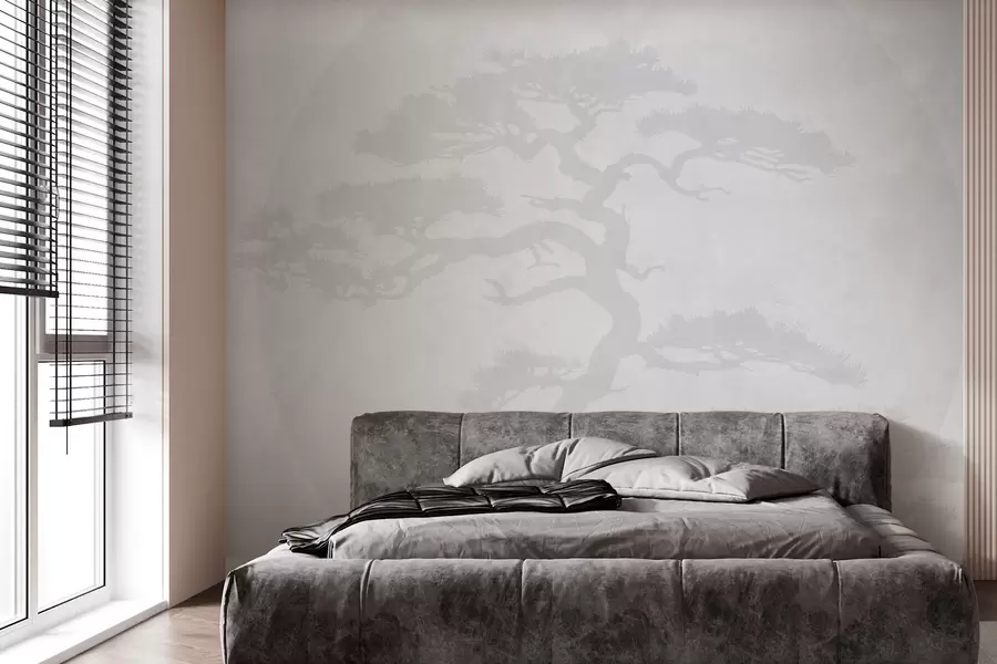 zidne murale Japansko bonsai drvo i grunge pozadina geometrije w08554