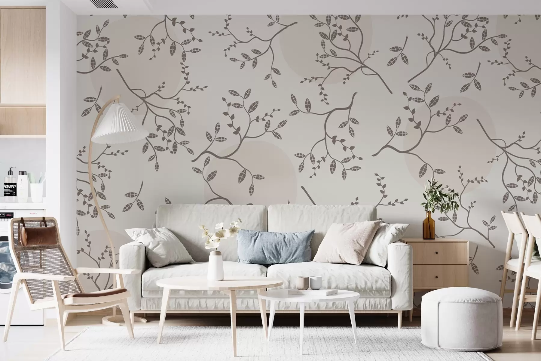 zidne murale male grane na svijetloj pozadini w02670