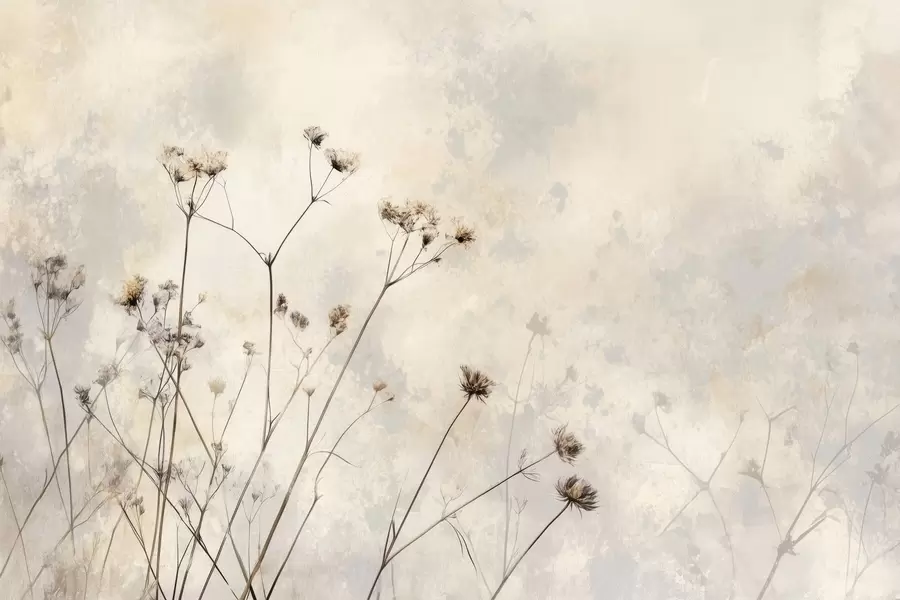 zidne murale tapete u eko stilu sa samoniklim biljkama u pastelnim bojama w02684