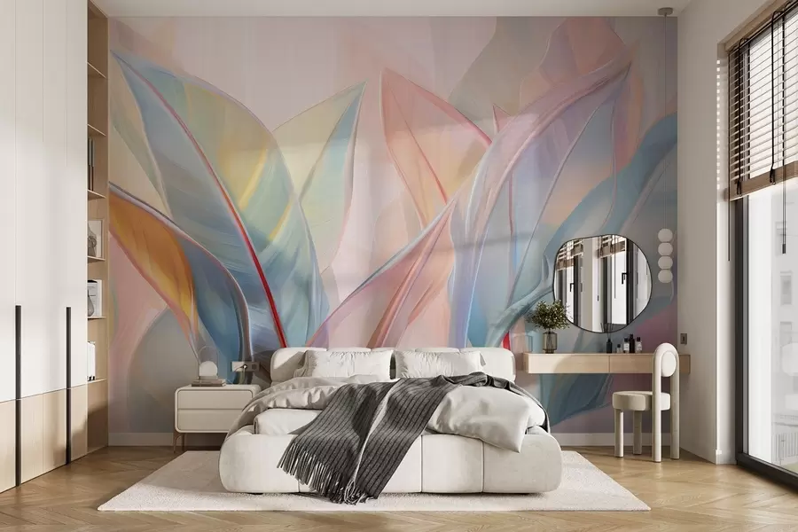 zidne murale Stilizirani raznobojni listovi w02624