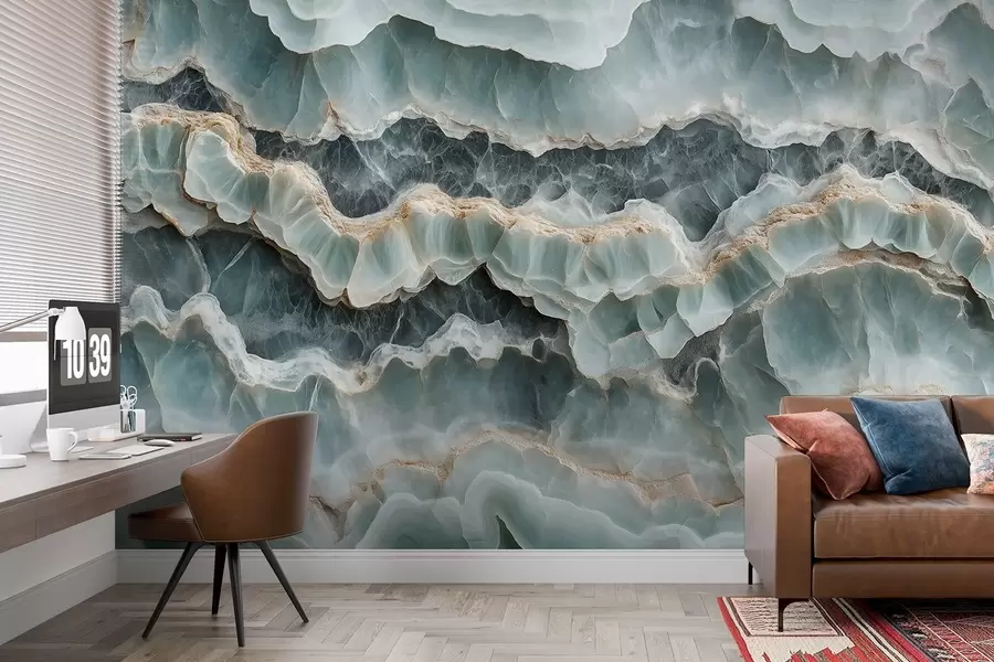 zidne murale Mramorni stil površine s imitacijom valovitih linija smole w08561