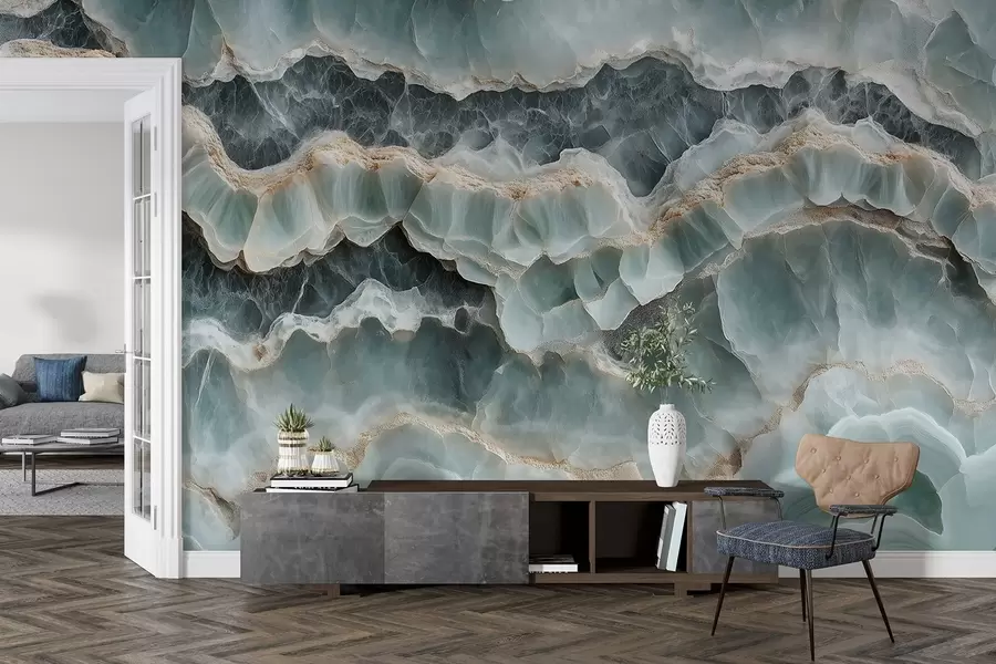 zidne murale Mramorni stil površine s imitacijom valovitih linija smole w08561