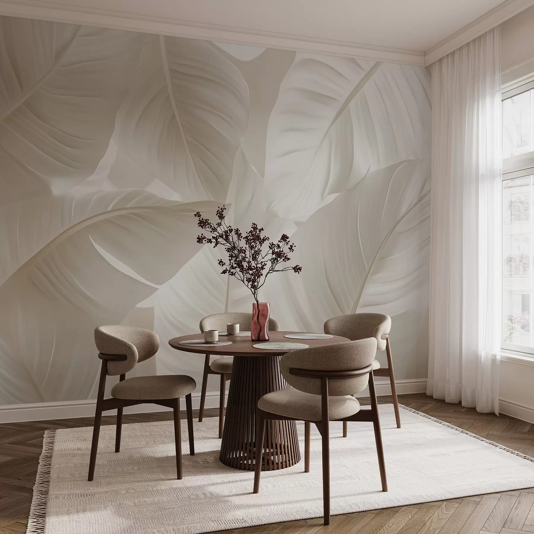 zidne murale Veliki delikatni listovi w08565