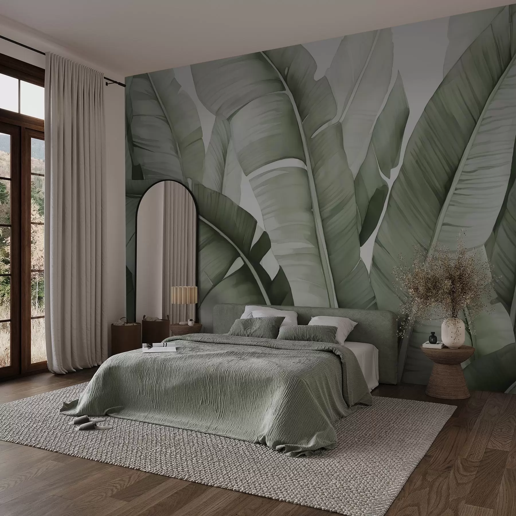 zidne murale Tropsko veliko lišće imitacija akvarela w02703v1