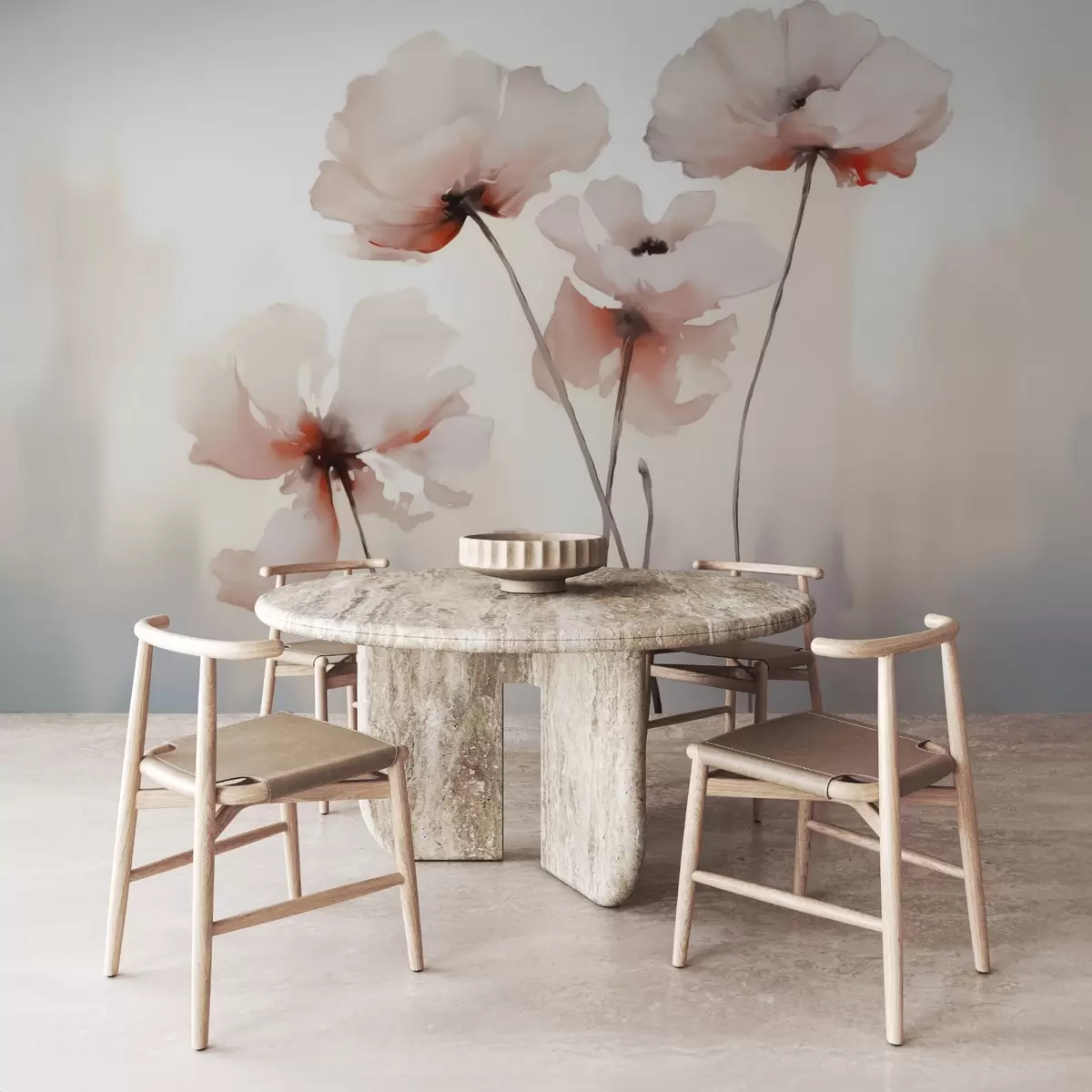 zidne murale Siluete maka imitacija zamućenog akvarela w02708