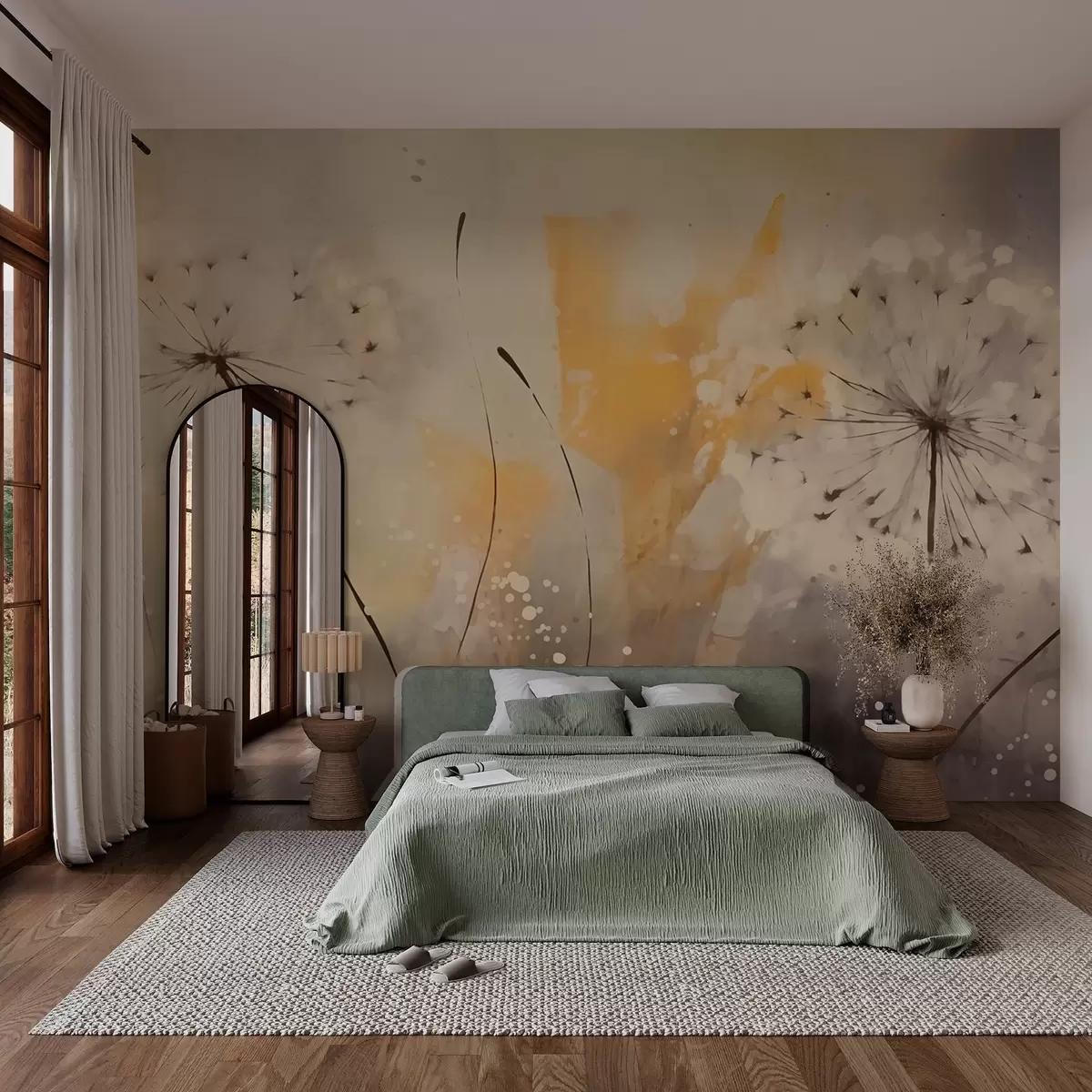 zidne murale Zamućeni maslačci u pastelnim bojama w02699