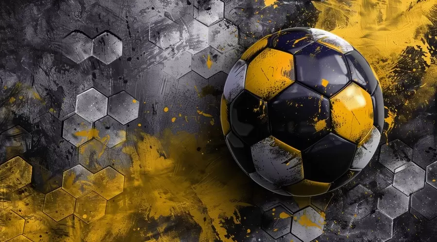 zidne murale Nogometna lopta na pozadini saća sa žutim mrljama w08616