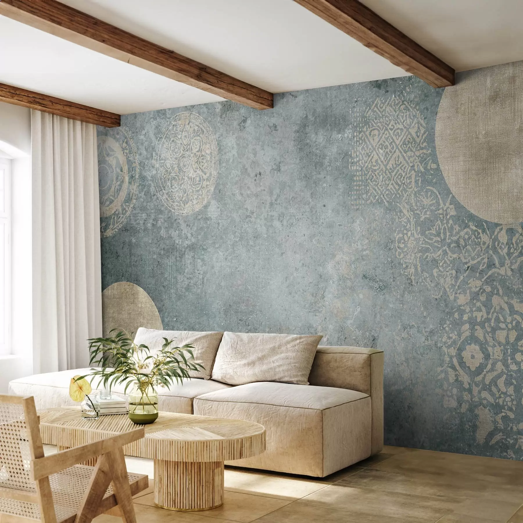 zidne murale Žuti krugovi na staroj pozadini w08627