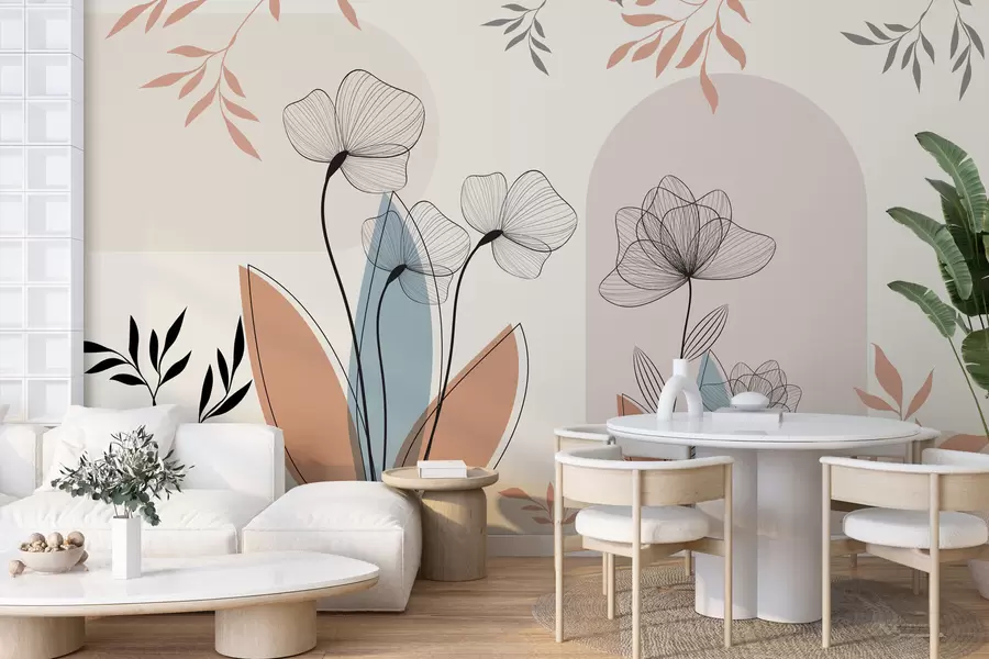 zidne murale Cvijeće i grane u boho stilu w02754