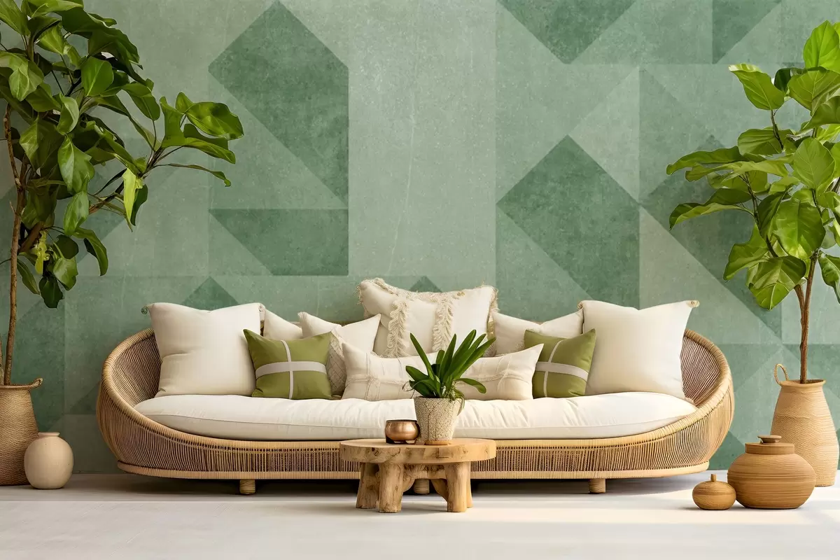zidne murale Geometrijski uzorci u umirujućim zelenim tonovima u97654v2