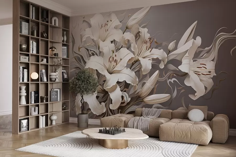 zidne murale Sofisticirani bijeli ljiljani u pastelnim tonovima w08633v1