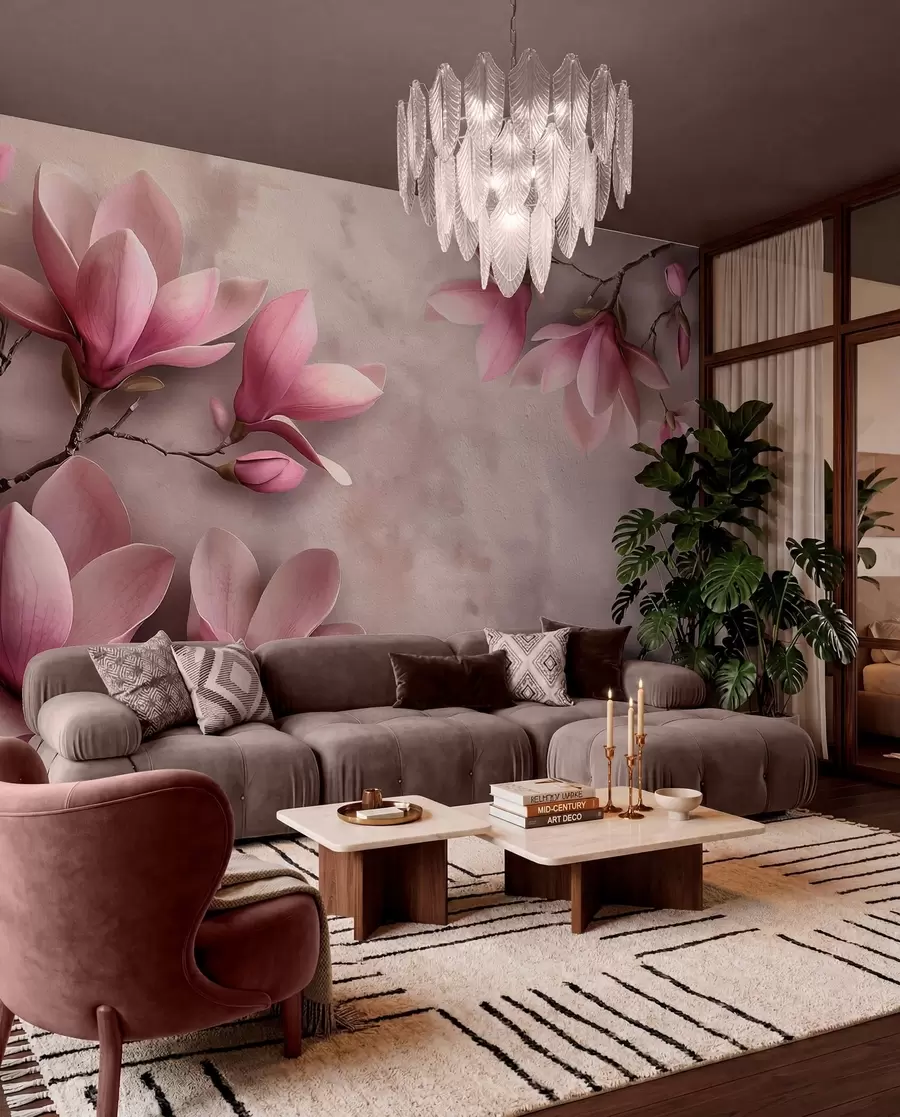 zidne murale Magnolija na ljubičastoj w08636