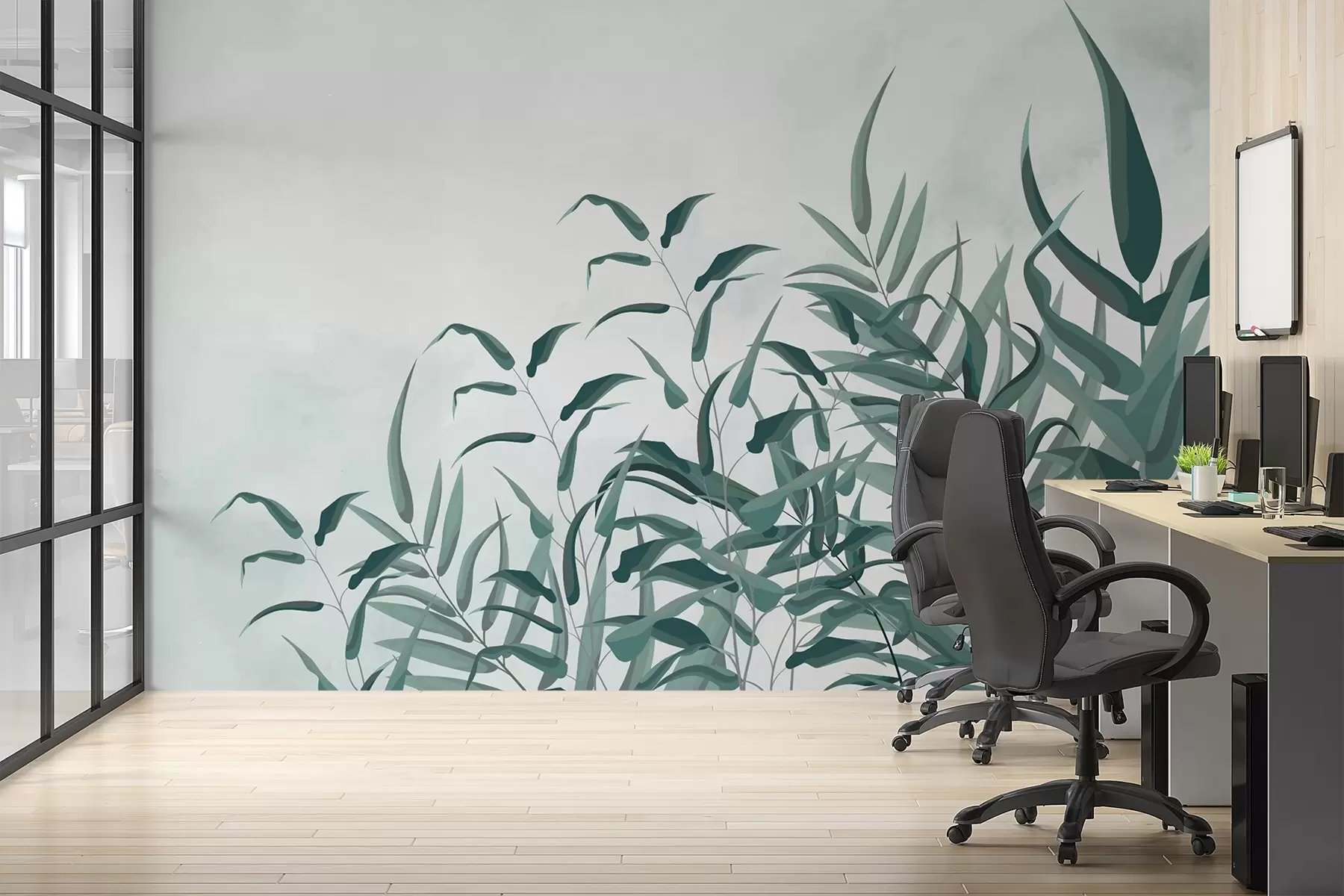 zidne murale zeleno veliko lišće w02806v1