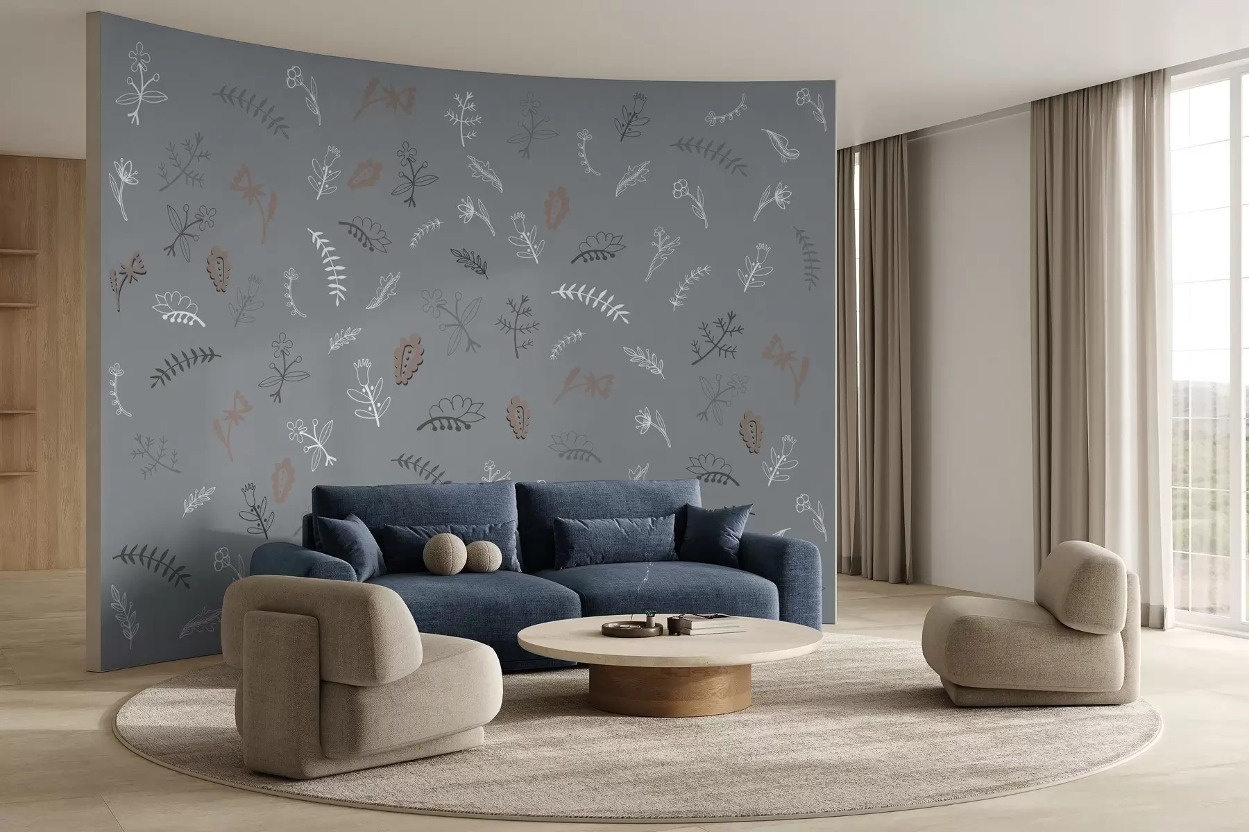 zidne murale Prigušeni cvjetni uzorak sa zemljanim tonovima w02776v2