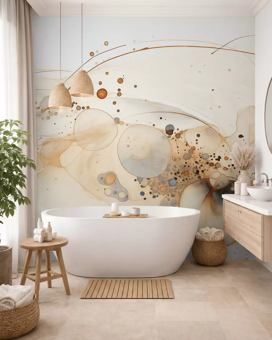 zidne murale Jantarna tinta i zlatne orbite w02744