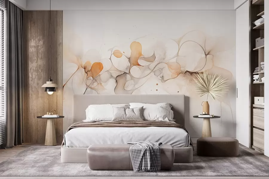 zidne murale Fluidan umjetnički stil, apstrakcija, nježne bež boje w02745