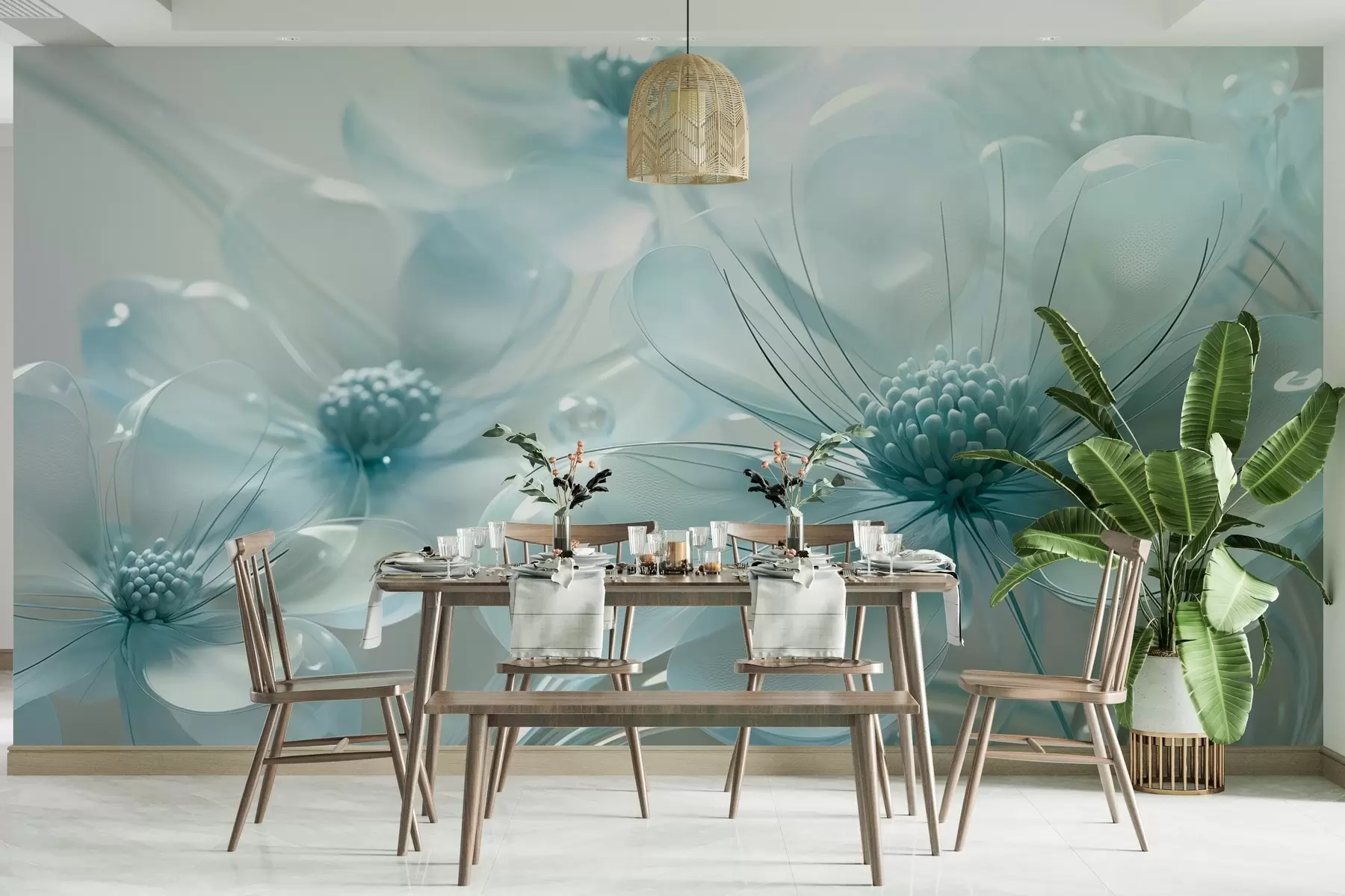 zidne murale Veliki prozirni cvjetovi w02837v1