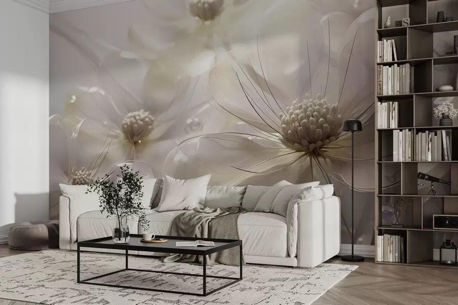 zidne murale Veliki prozirni cvjetovi w02837v3