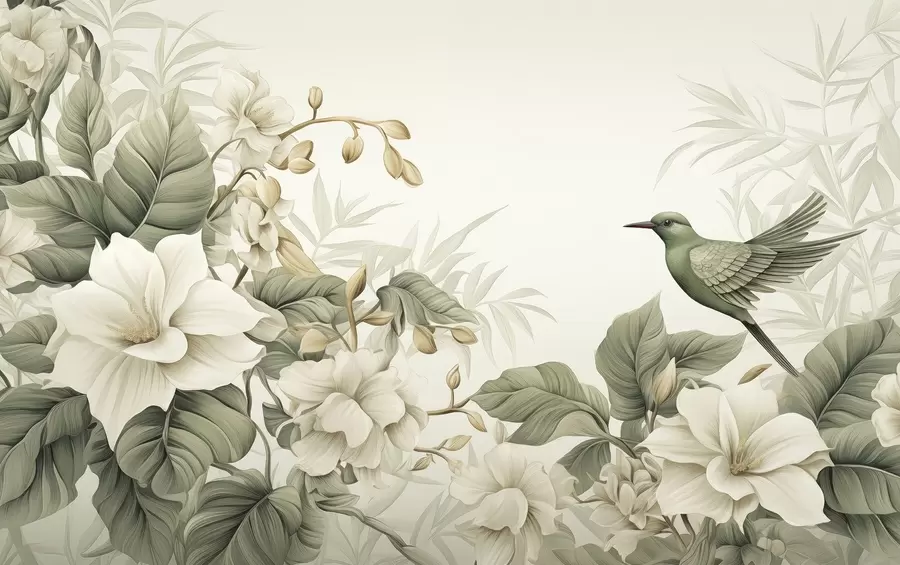 zidne murale Tropski krajolik s cvijećem w02844