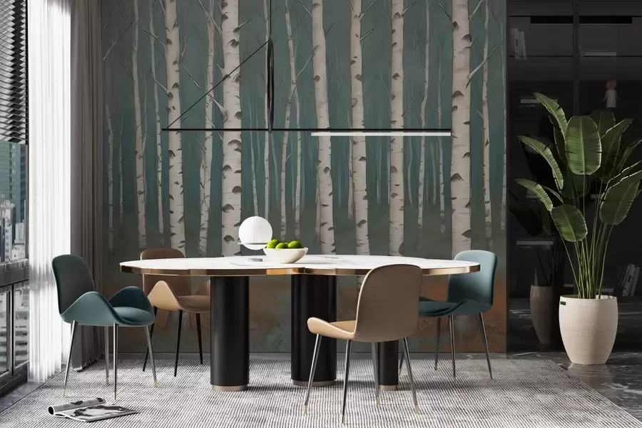 zidne murale Akvarel breze w02845