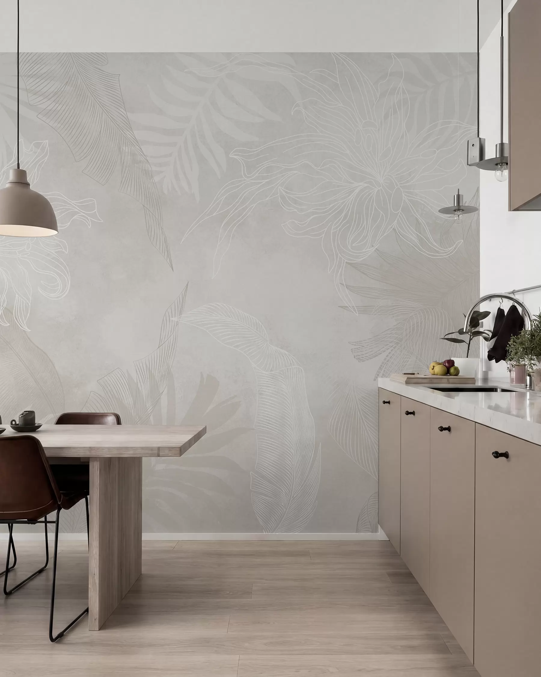 zidne murale Tropsko lišće s grunge efektom w02737v1