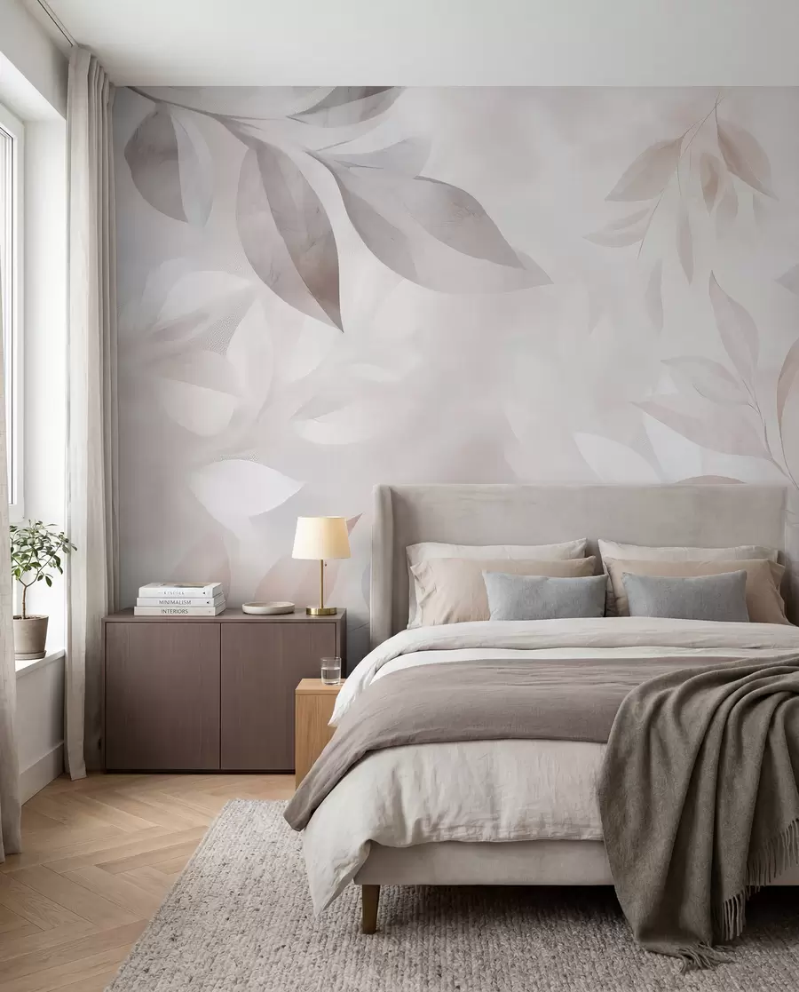 zidne murale Nježno lišće u pastelnim bojama w02770