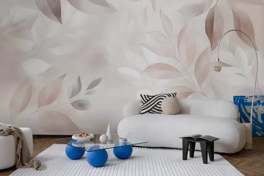 zidne murale Nježno lišće u pastelnim bojama w02770