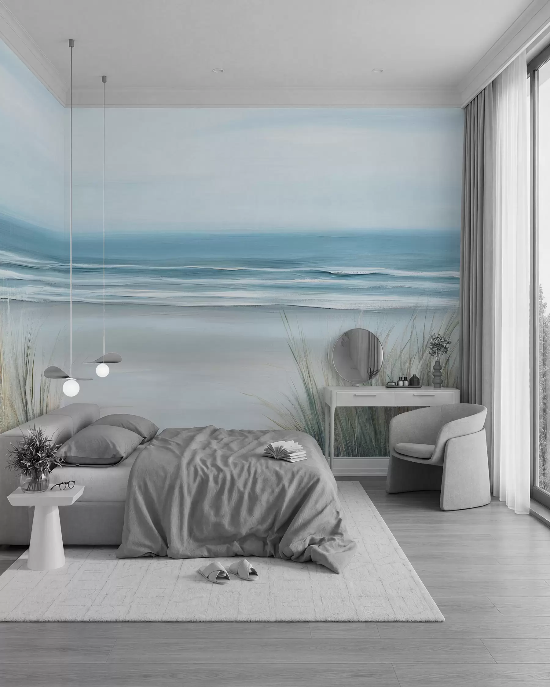 zidne murale Pejzaž s divljom plažom u stilu ulja na platnu w02869