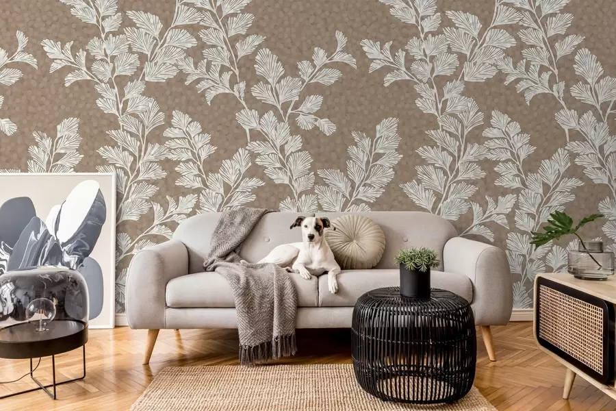 zidne murale Nježne grane na tamno bež završnici w02784v1