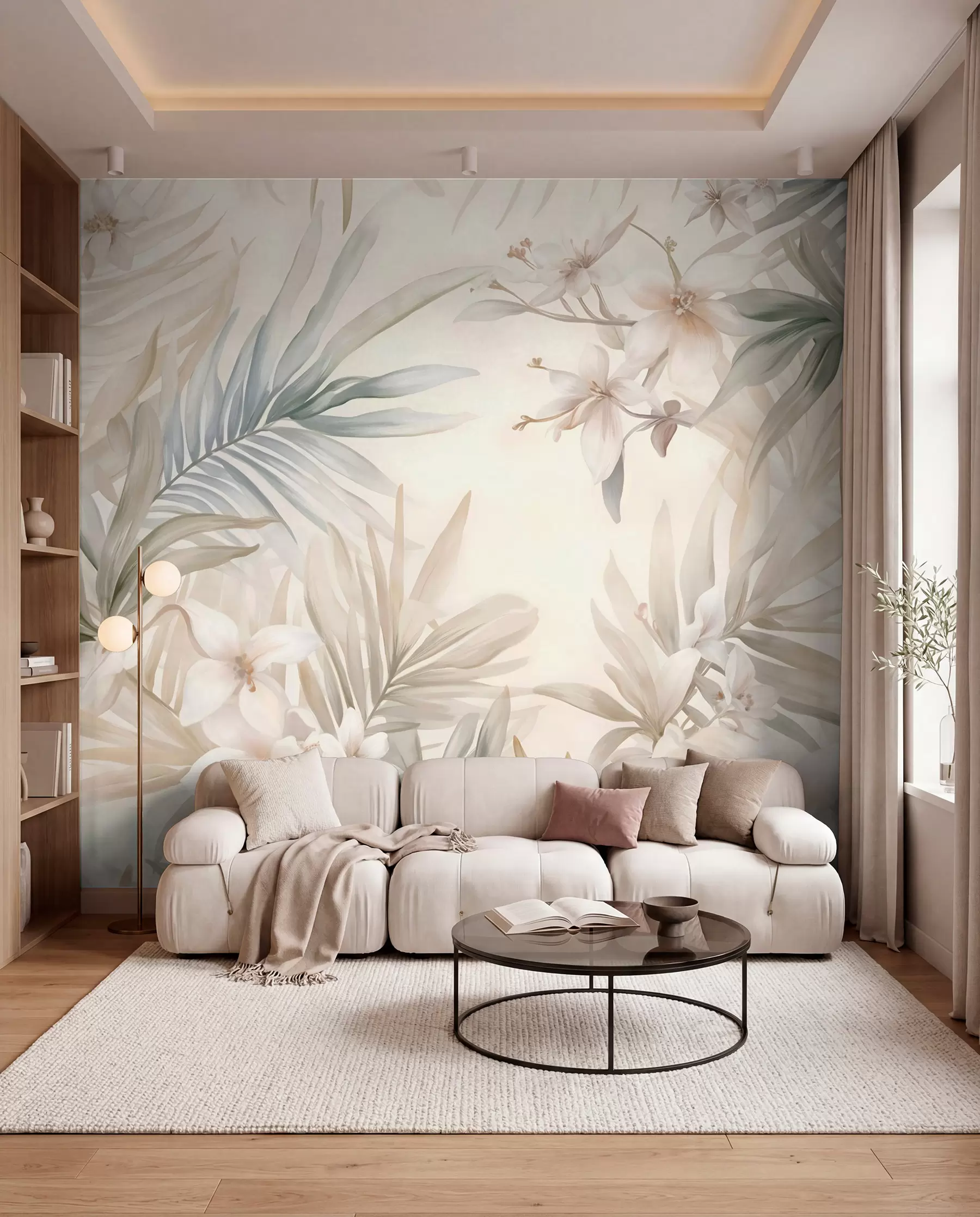 zidne murale Pastelno tropsko lišće w08660