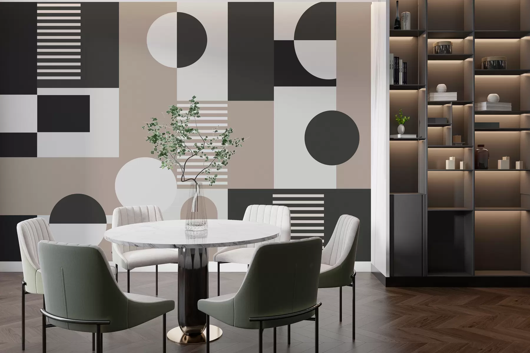 zidne murale Geometrijski oblici u tamnim bojama w02916v3