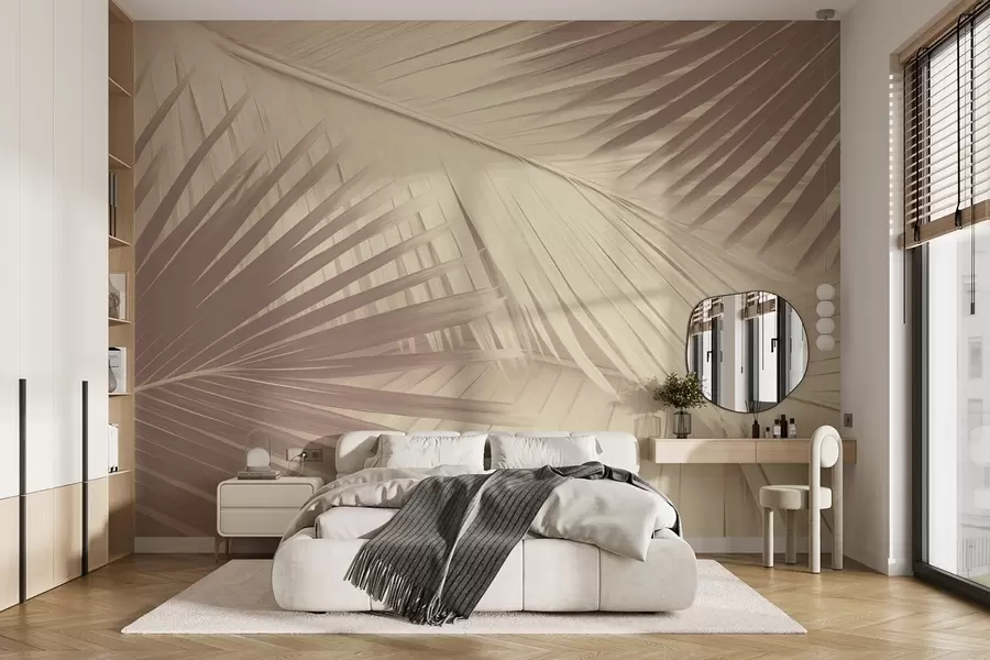 zidne murale Apstraktno palmino lišće u nježnim nijansama w08677