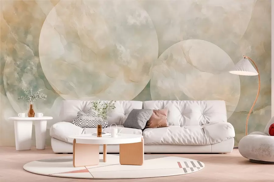 zidne murale Apstraktna tapeta s velikim krugovima u stilu majke bisera w02907