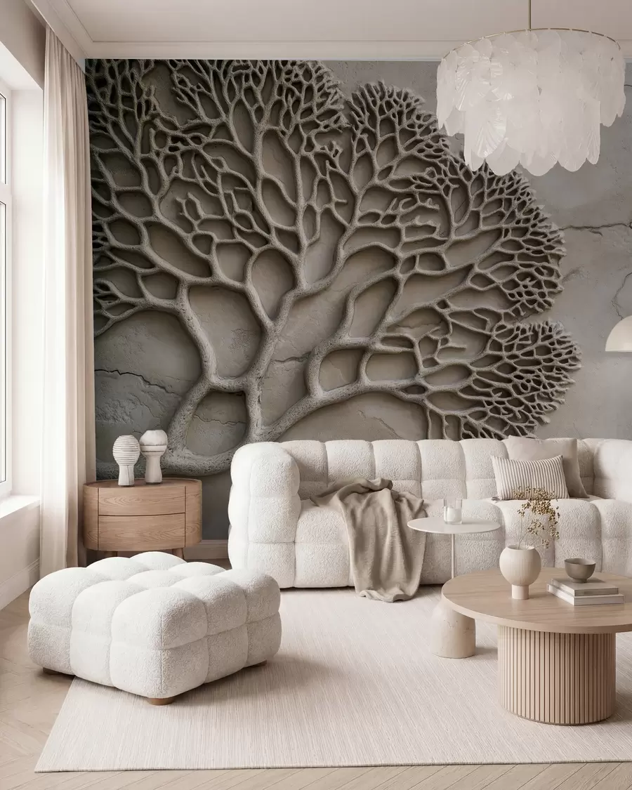 zidne murale Tapete u reljefnom stilu s drvetom i pukotinama w02908