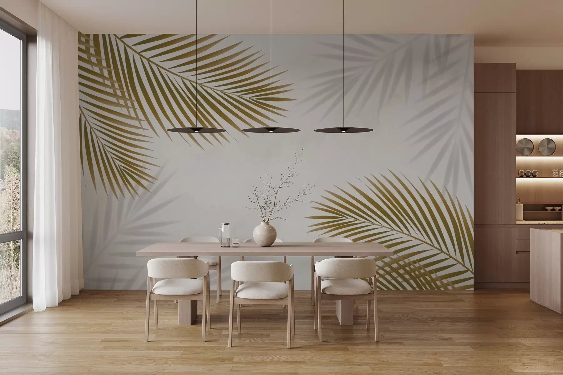 zidne murale Palmino lišće smeđe w02962