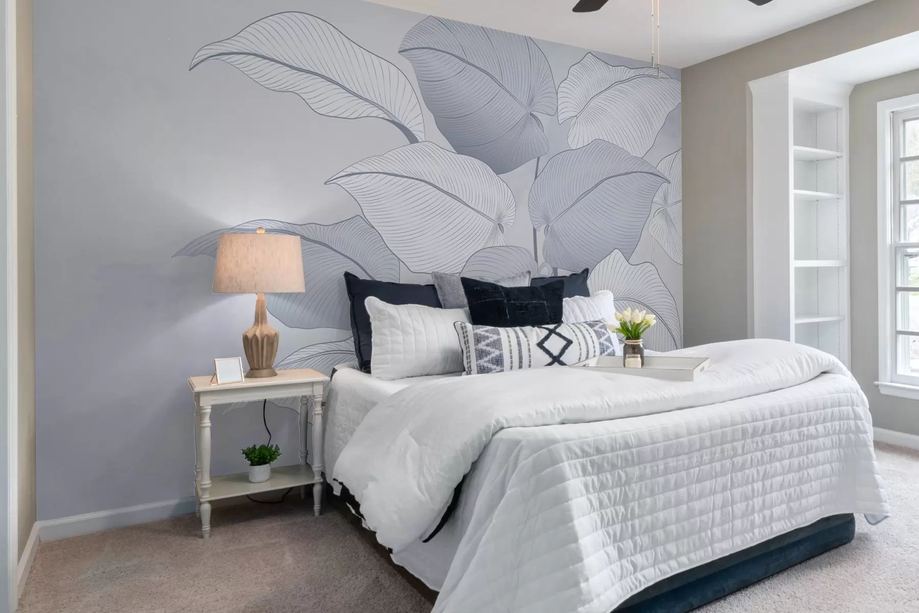 zidne murale Veliko lišće u plavim tonovima w02968v1