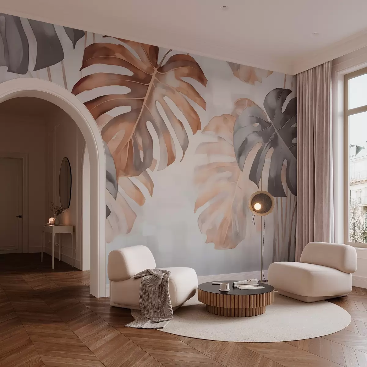 zidne murale Veliko lišće monstere Imitacija akvarela w02950v1