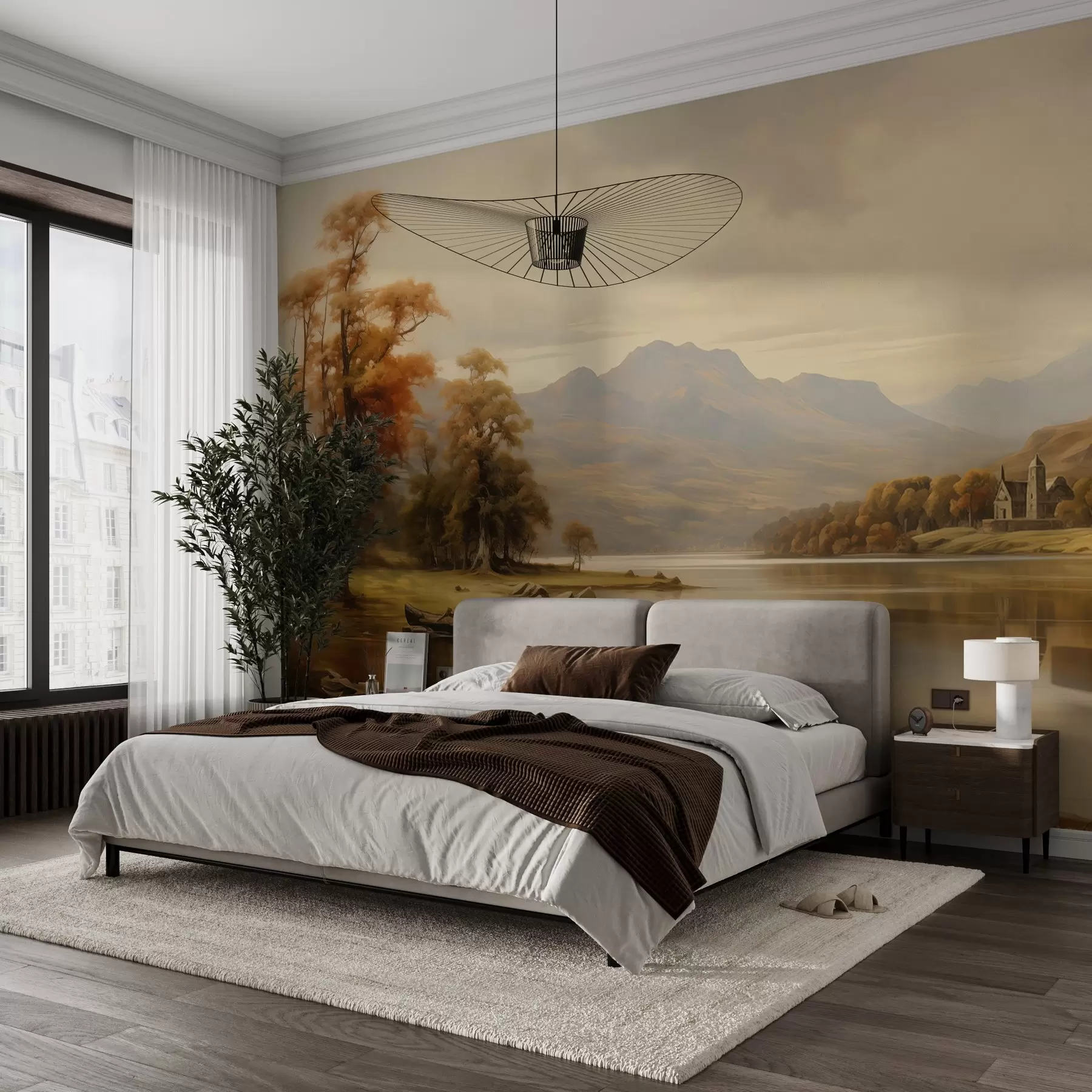 zidne murale Akvarel pejzaž slikan toplim bojama w02971