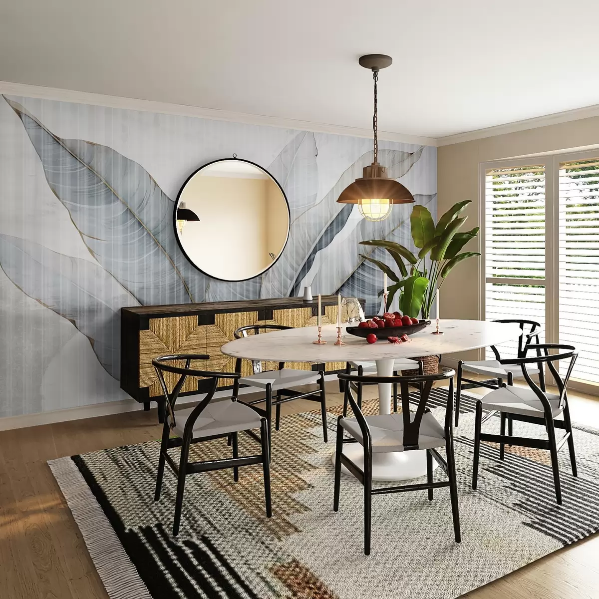 zidne murale Veliko lišće na zidu w02982