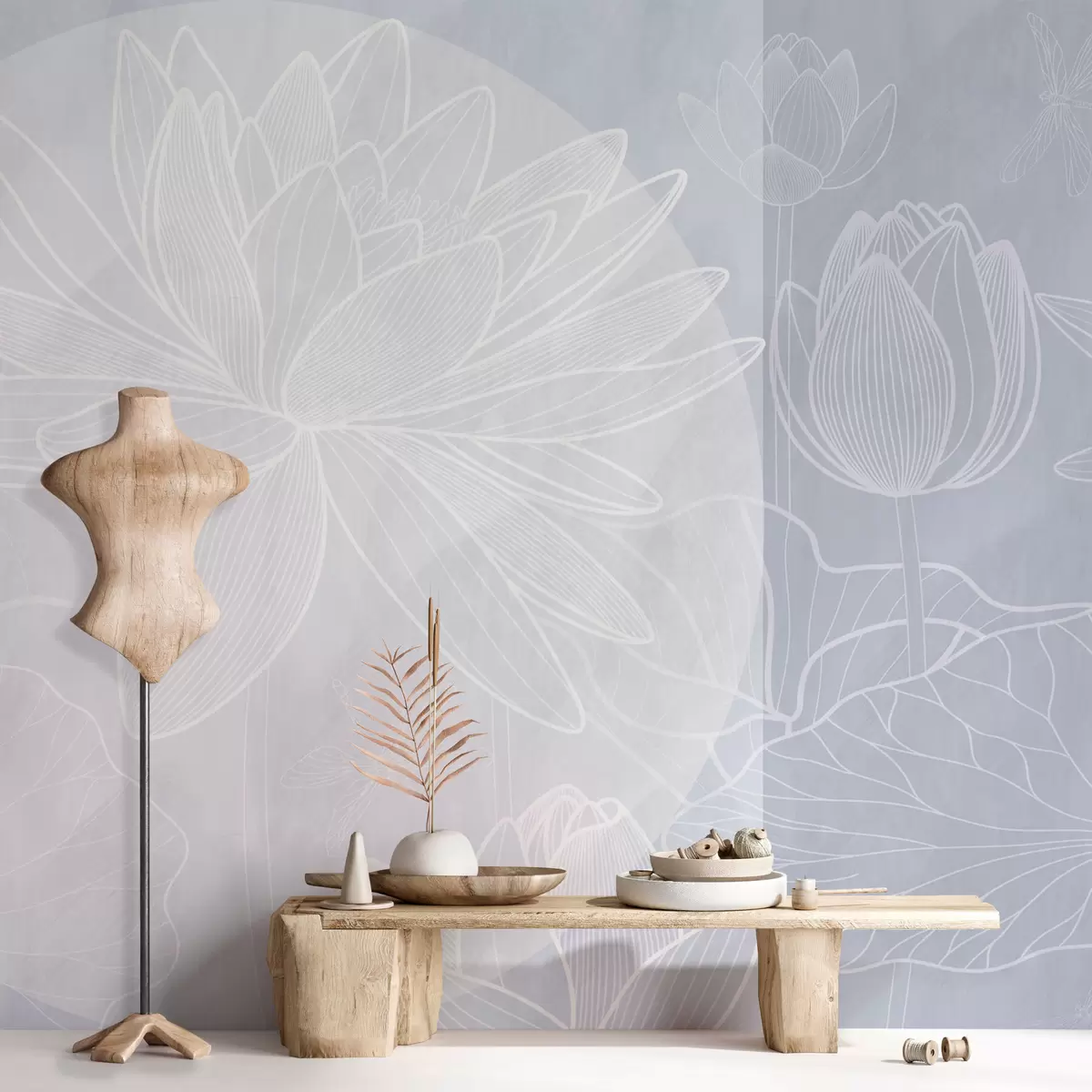 zidne murale Lotosovo cvijeće i geometrija w03005v3