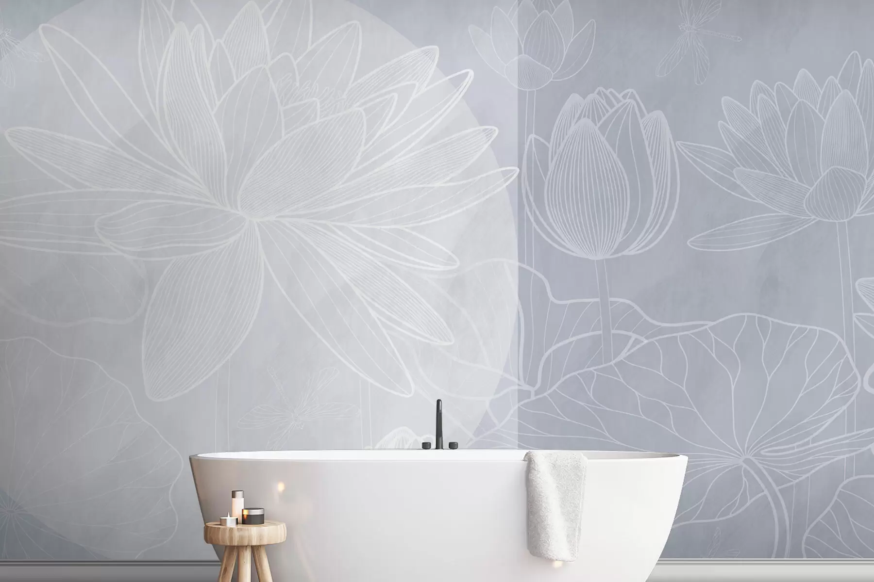 zidne murale Lotosovo cvijeće i geometrija w03005v3