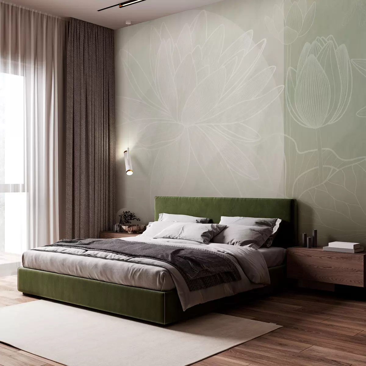 zidne murale Lotosovo cvijeće i geometrija w03005v4