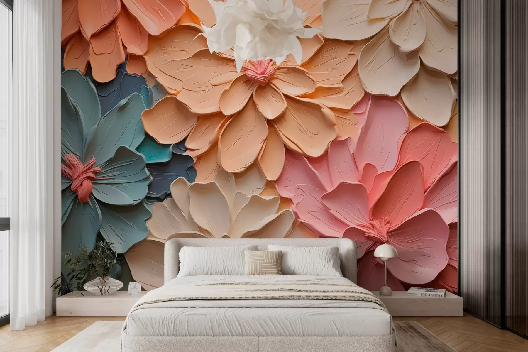 zidne murale Apstraktno cvijeće imitacija poteza kistom w03027