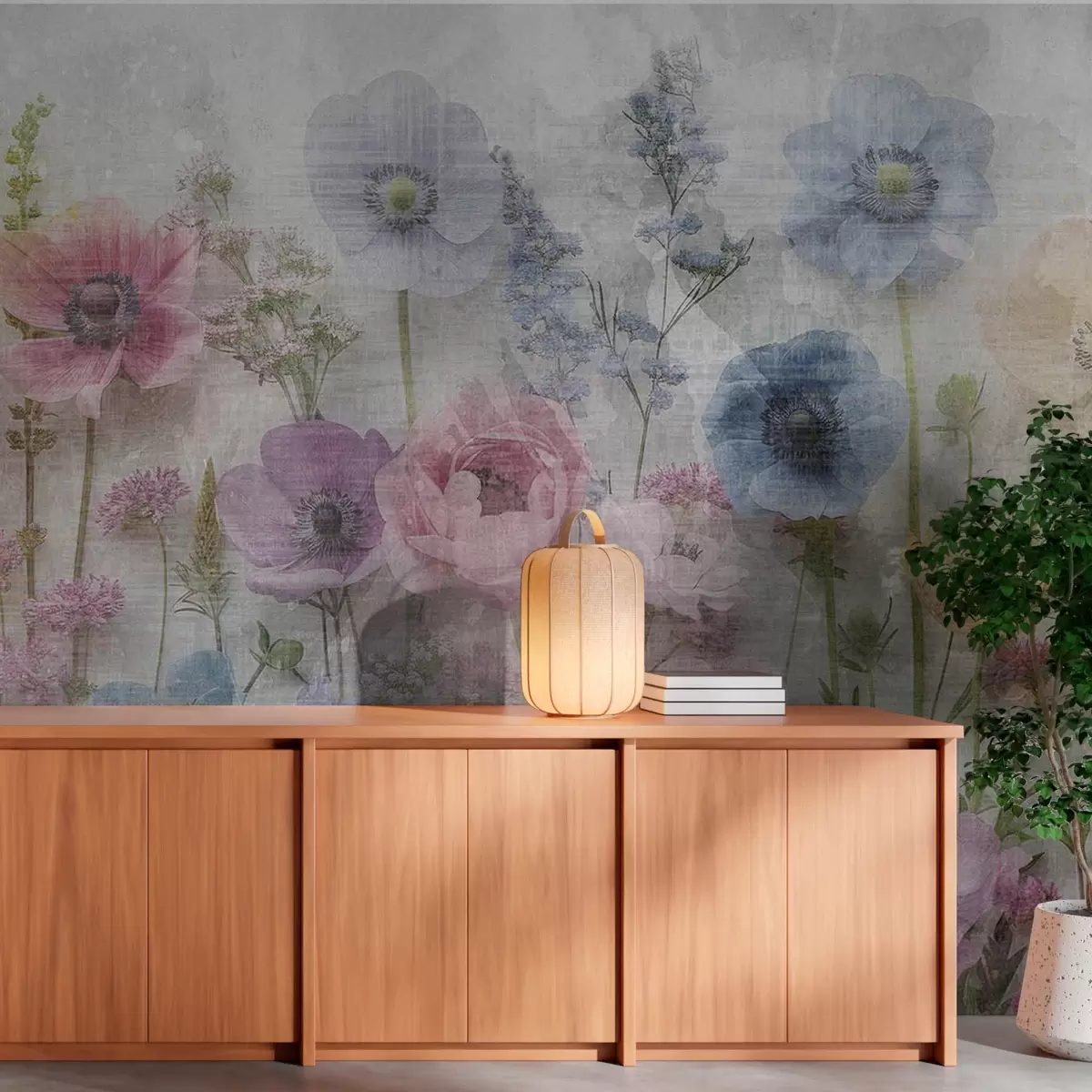 zidne murale Visoko akvarel cvijeće na staroj pozadini w08727