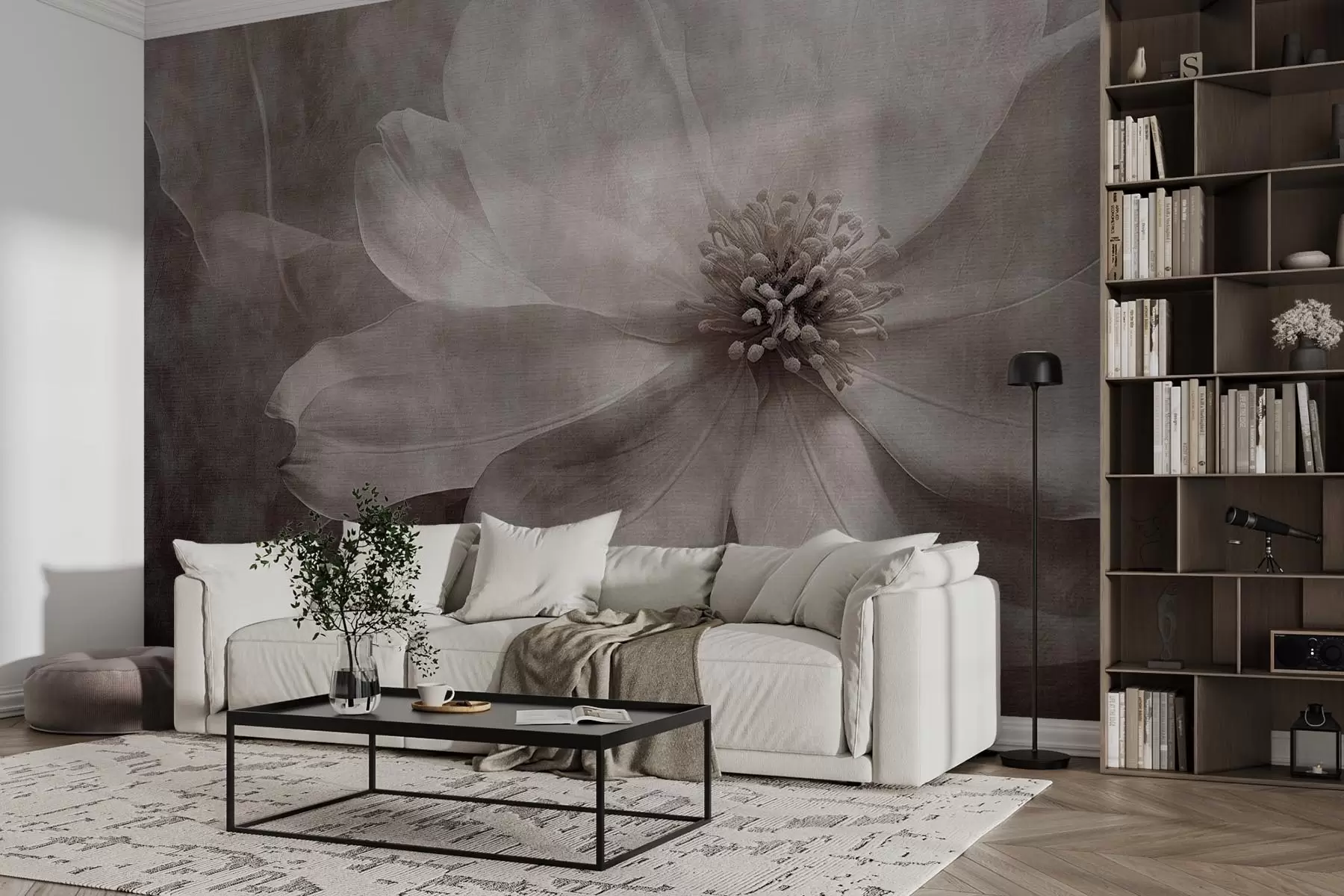 zidne murale Veliki apstraktni cvijet na staroj pozadini w08731