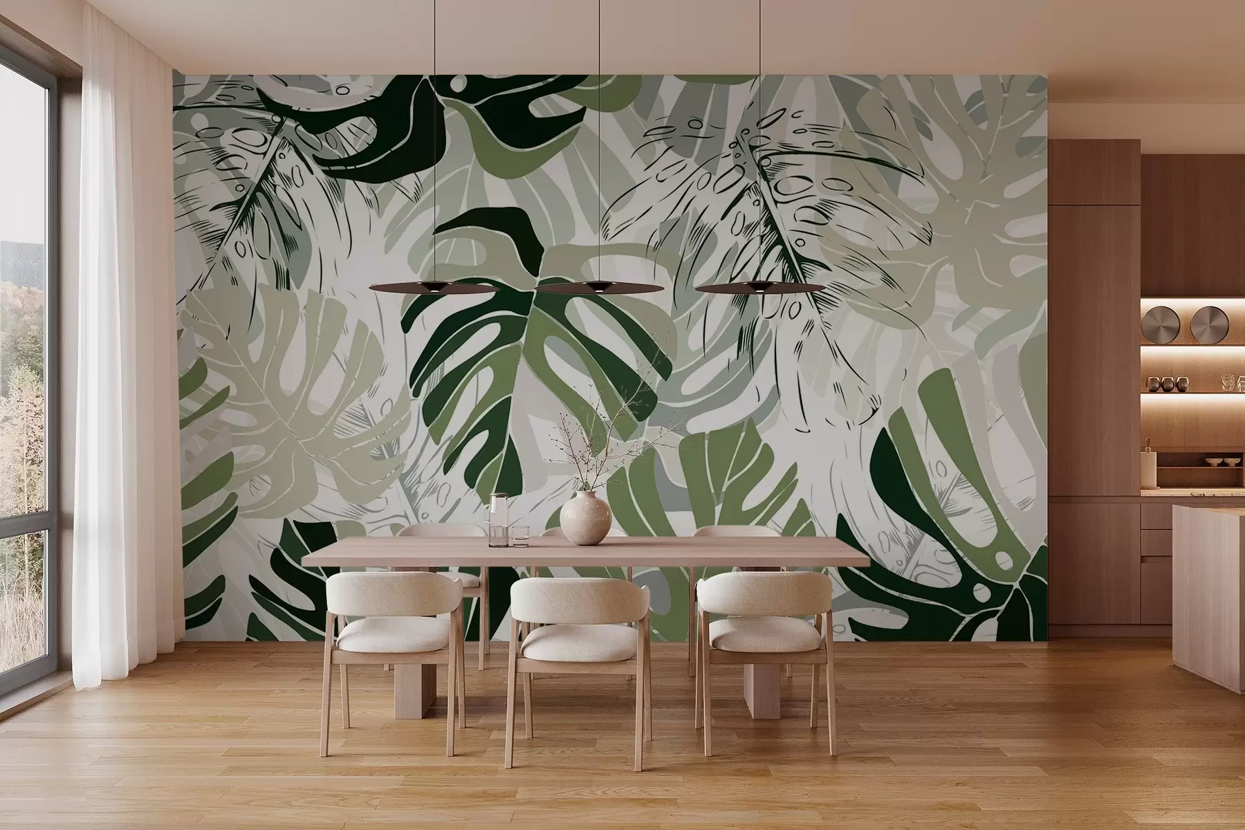 zidne murale Lišće monstere u grafičkom stilu w02995