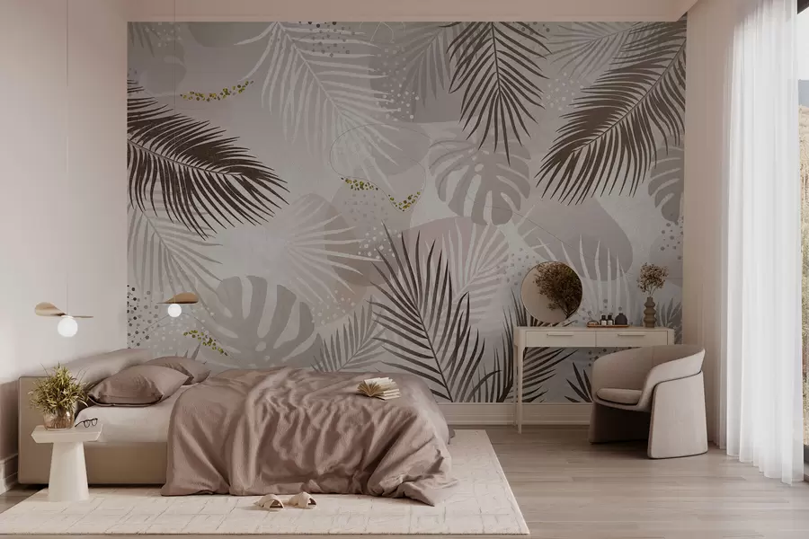 zidne murale Trend apstraktnog tropskog lišća i linija w03060